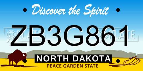 ZB3G861 North Dakota License Plate