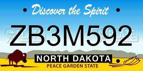 ZB3M592 North Dakota License Plate