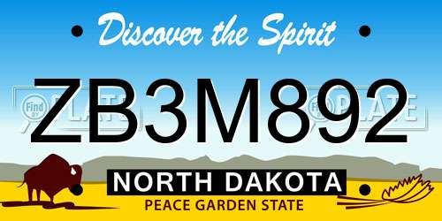 ZB3M892 North Dakota License Plate