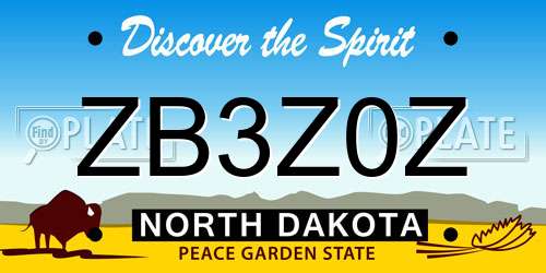 ZB3Z0Z North Dakota License Plate