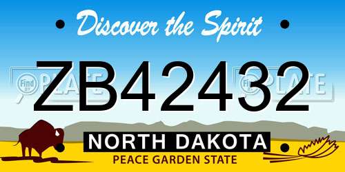 ZB42432 North Dakota License Plate