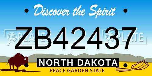 ZB42437 North Dakota License Plate