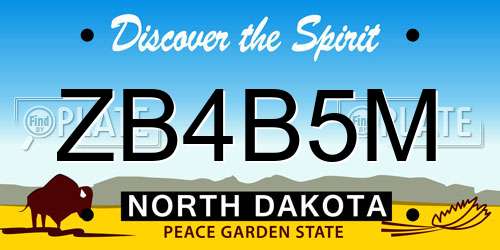 ZB4B5M North Dakota License Plate