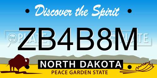 ZB4B8M North Dakota License Plate