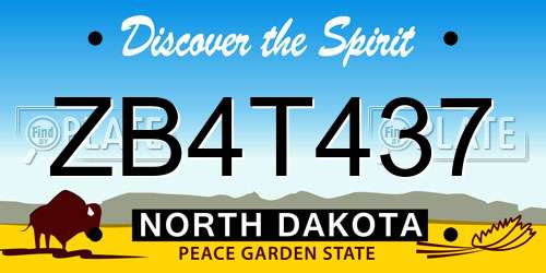 ZB4T437 North Dakota License Plate