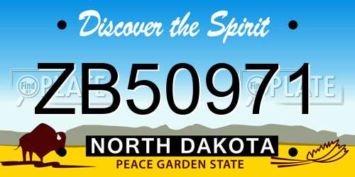 ZB50971 North Dakota License Plate