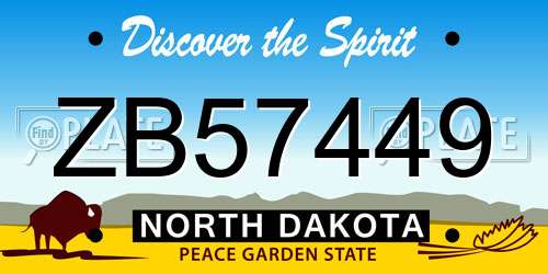 ZB57449 North Dakota License Plate