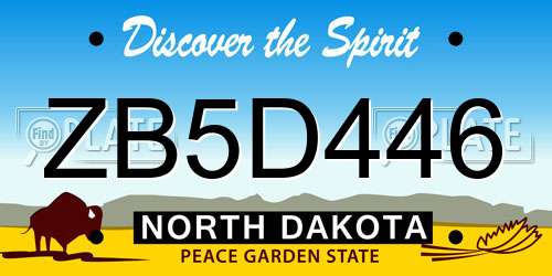 ZB5D446 North Dakota License Plate