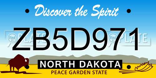 ZB5D971 North Dakota License Plate
