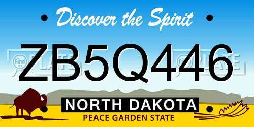 ZB5Q446 North Dakota License Plate