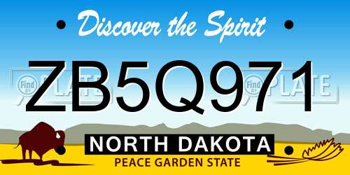 ZB5Q971 North Dakota License Plate