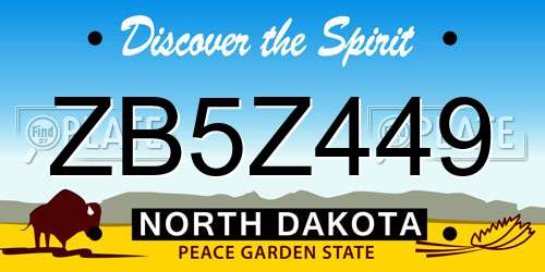 ZB5Z449 North Dakota License Plate