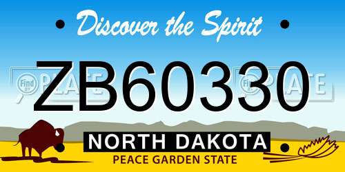 ZB60330 North Dakota License Plate