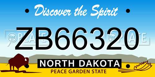 ZB66320 North Dakota License Plate