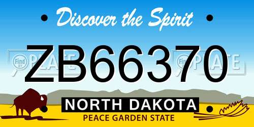 ZB66370 North Dakota License Plate