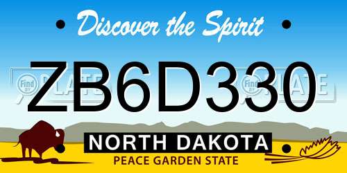 ZB6D330 North Dakota License Plate