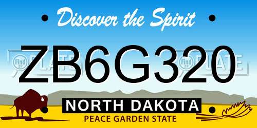 ZB6G320 North Dakota License Plate