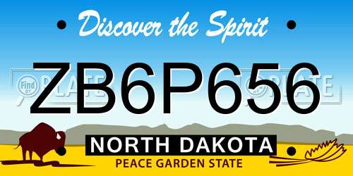 ZB6P656 North Dakota License Plate