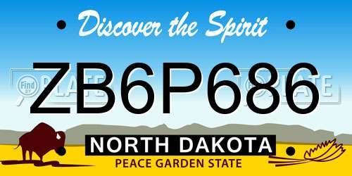 ZB6P686 North Dakota License Plate