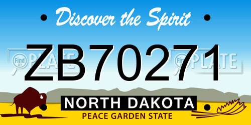 ZB70271 North Dakota License Plate