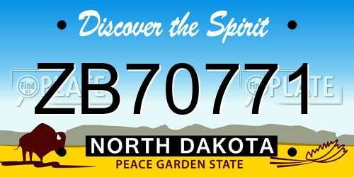 ZB70771 North Dakota License Plate