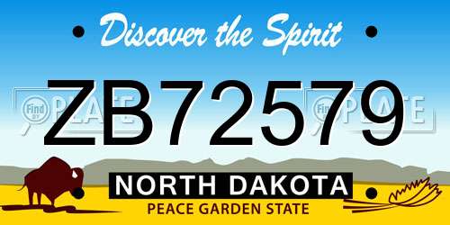 ZB72579 North Dakota License Plate
