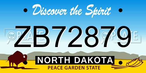 ZB72879 North Dakota License Plate