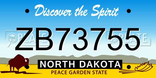 ZB73755 North Dakota License Plate