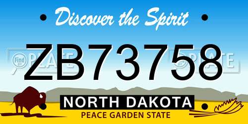 ZB73758 North Dakota License Plate