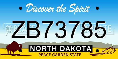 ZB73785 North Dakota License Plate