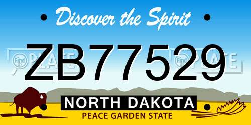 ZB77529 North Dakota License Plate