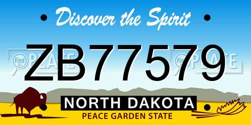 ZB77579 North Dakota License Plate