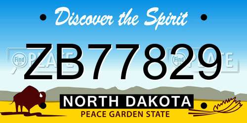 ZB77829 North Dakota License Plate