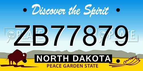 ZB77879 North Dakota License Plate