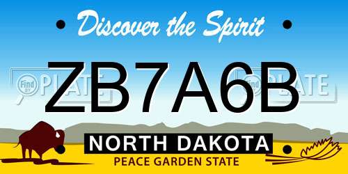 ZB7A6B North Dakota License Plate