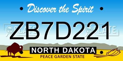 ZB7D221 North Dakota License Plate