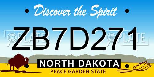 ZB7D271 North Dakota License Plate