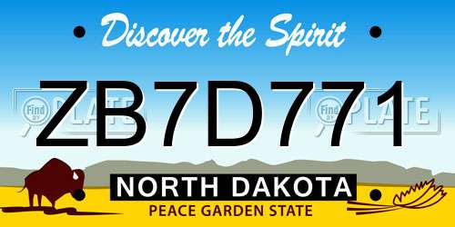 ZB7D771 North Dakota License Plate