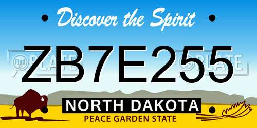 ZB7E255 North Dakota License Plate