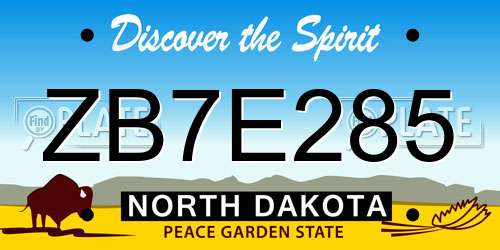 ZB7E285 North Dakota License Plate