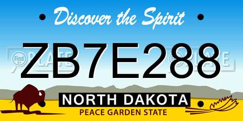ZB7E288 North Dakota License Plate
