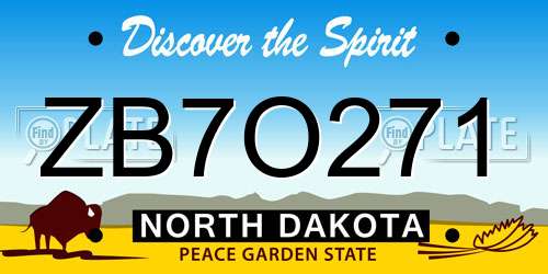 ZB7O271 North Dakota License Plate