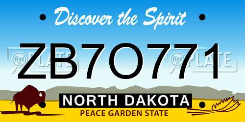 ZB7O771 North Dakota License Plate