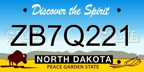 ZB7Q221 North Dakota License Plate
