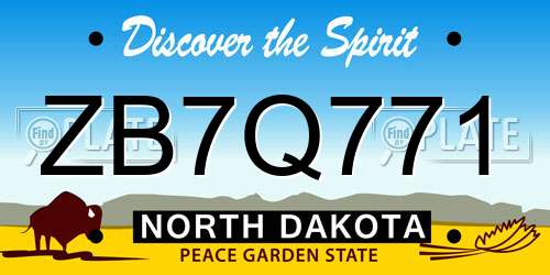 ZB7Q771 North Dakota License Plate
