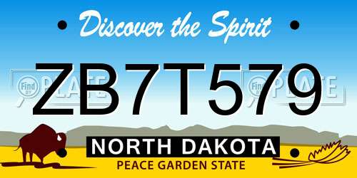 ZB7T579 North Dakota License Plate