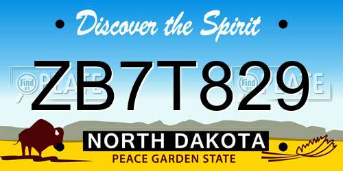 ZB7T829 North Dakota License Plate