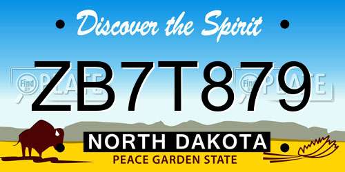 ZB7T879 North Dakota License Plate