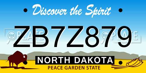 ZB7Z879 North Dakota License Plate