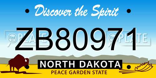ZB80971 North Dakota License Plate